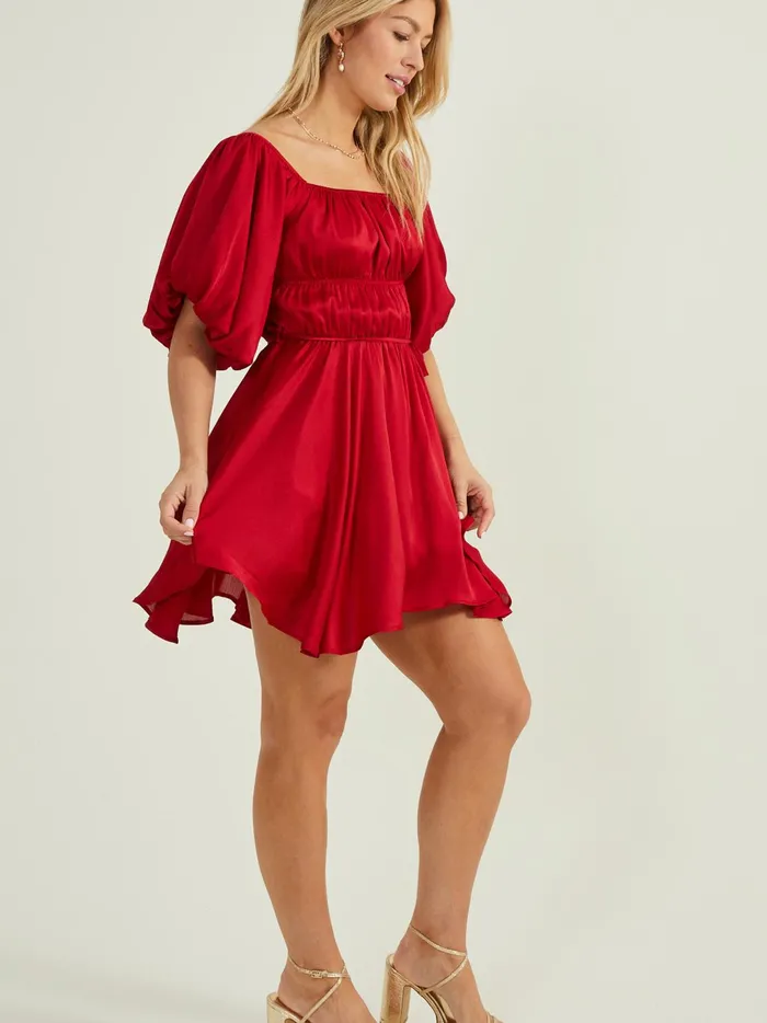 Women Penelope Puff Sleeve Dress Red Altar039d State Casual