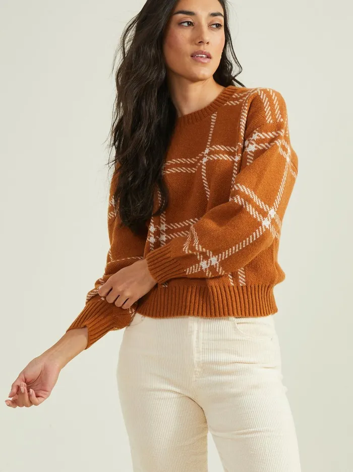 Women Peyton Plaid Sweater Rust Altar039d State Sweaters
