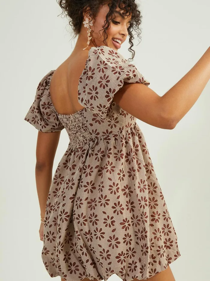Women Pixie Floral Puff Sleeve Dress Brown Altar039d State Casual