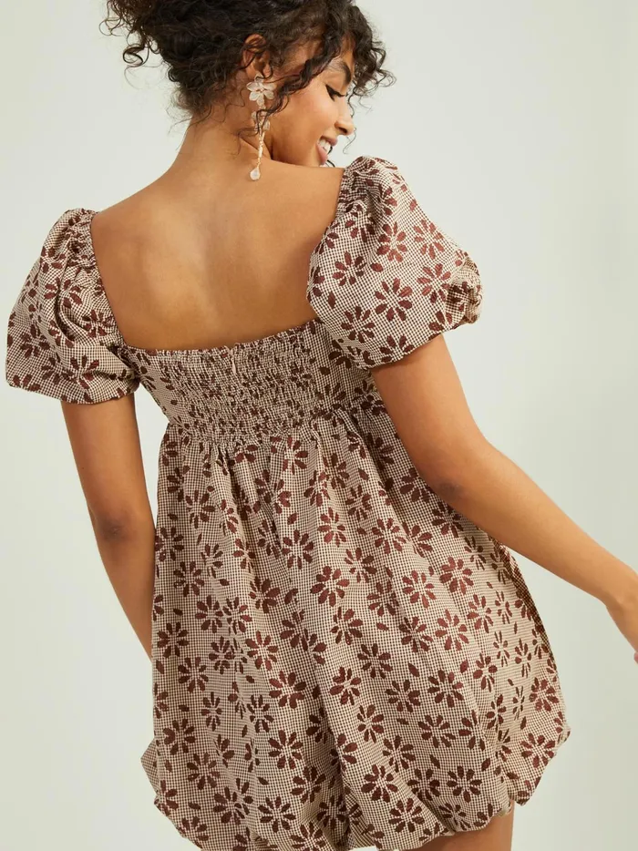 Women Pixie Floral Puff Sleeve Dress Brown Altar039d State Casual