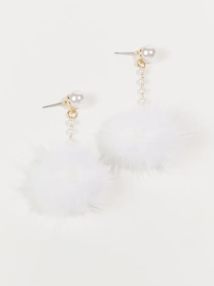 Women Pom Crystal Dangle Earrings White Altar039d State Jewelry
