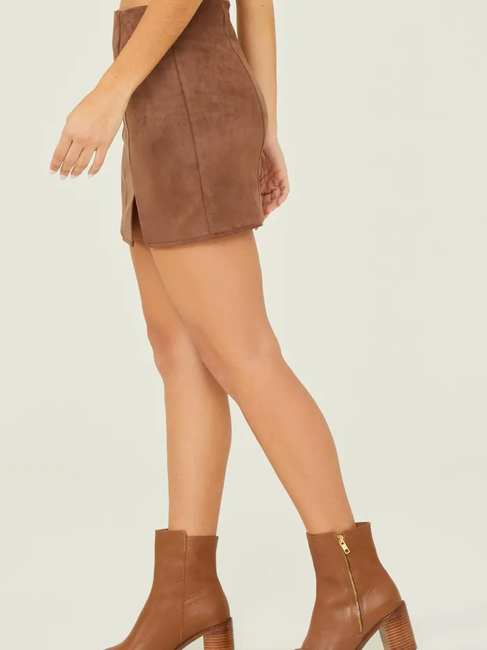 Women Presley Suede Notch Skirt Brown Altar039d State Skirts Skorts
