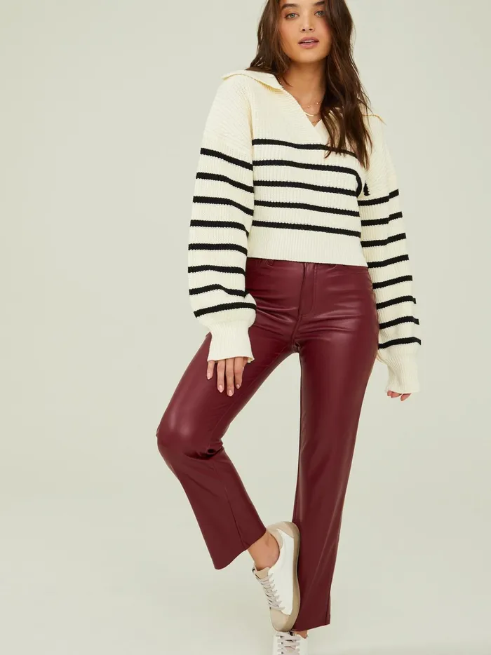 Women Reed Collared Striped Sweater Whiteblack Altar039d State Sweaters