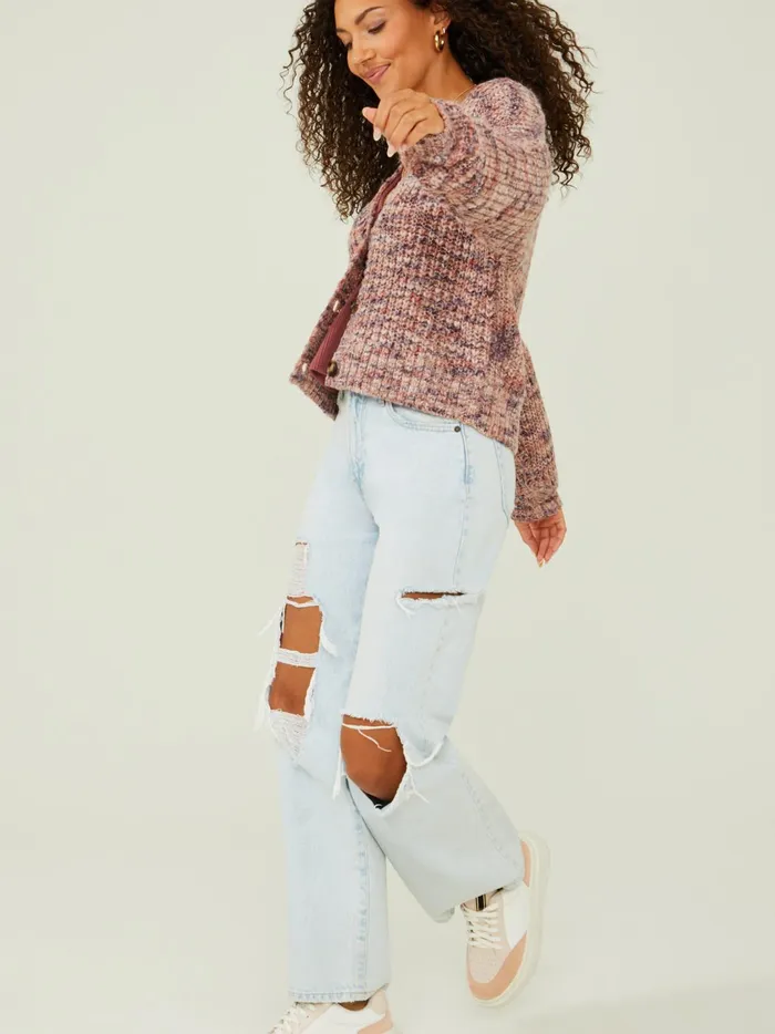 Women Reign Marled Chunky Cardigan Adoberose Altar039d State Sweaters
