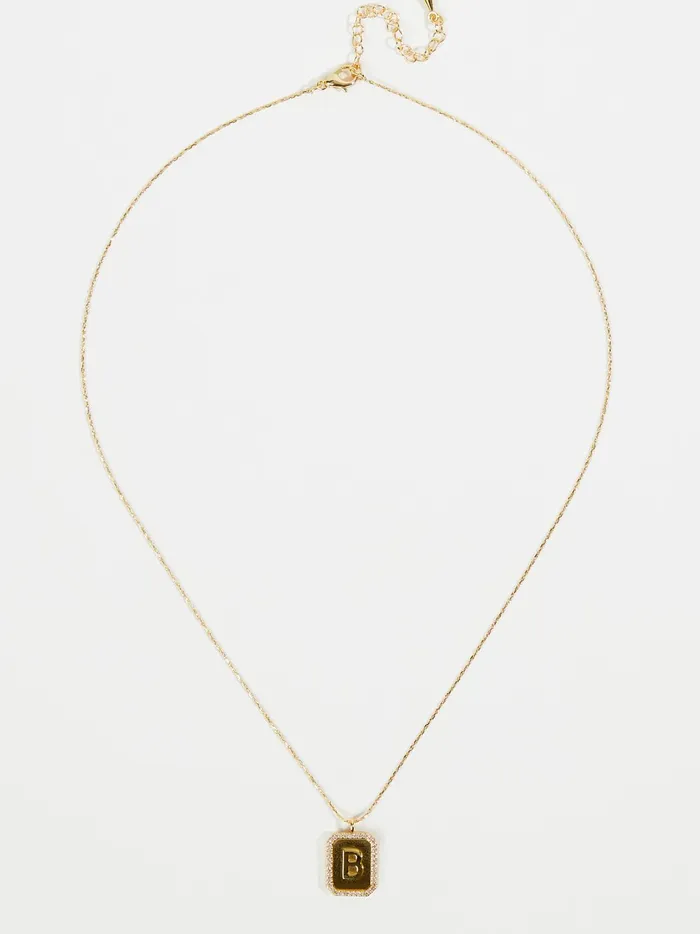 Women Rhinestone Lined Monogram Pendant Necklace 8211 B Gold Altar039d State Jewelry