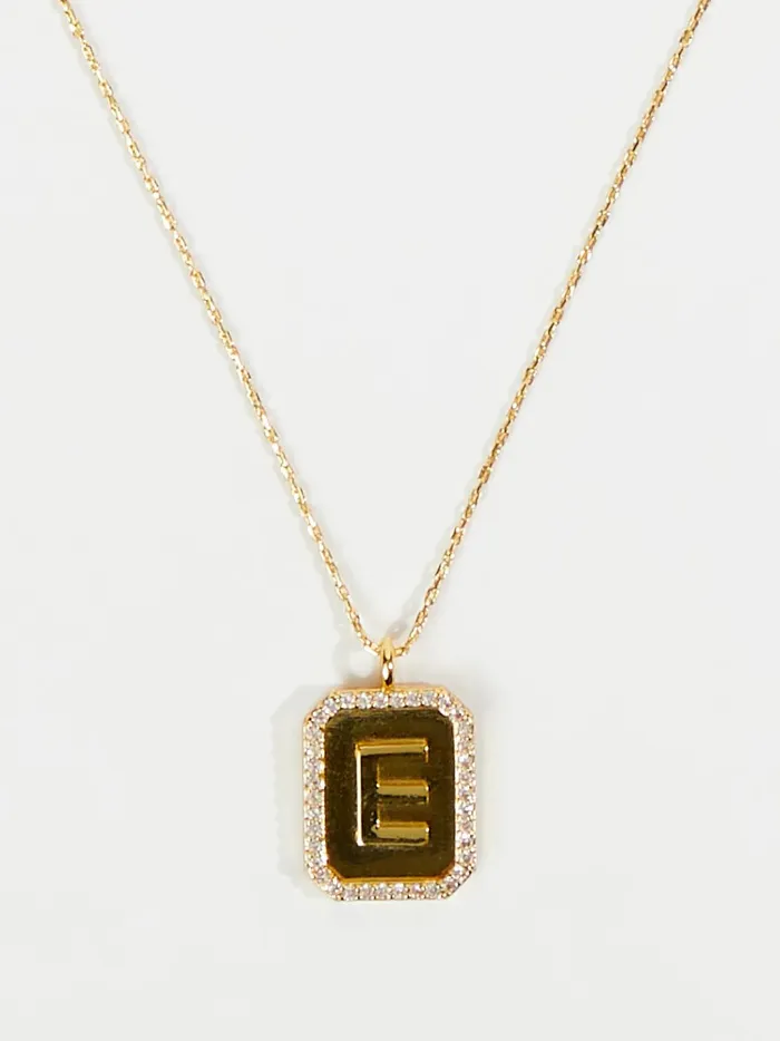 Women Rhinestone Lined Monogram Pendant Necklace 8211 E Gold Altar039d State Jewelry Women Rhinestone Lined Monogram Pendant Necklace 8211 E Gold Altar039d State Jewelry