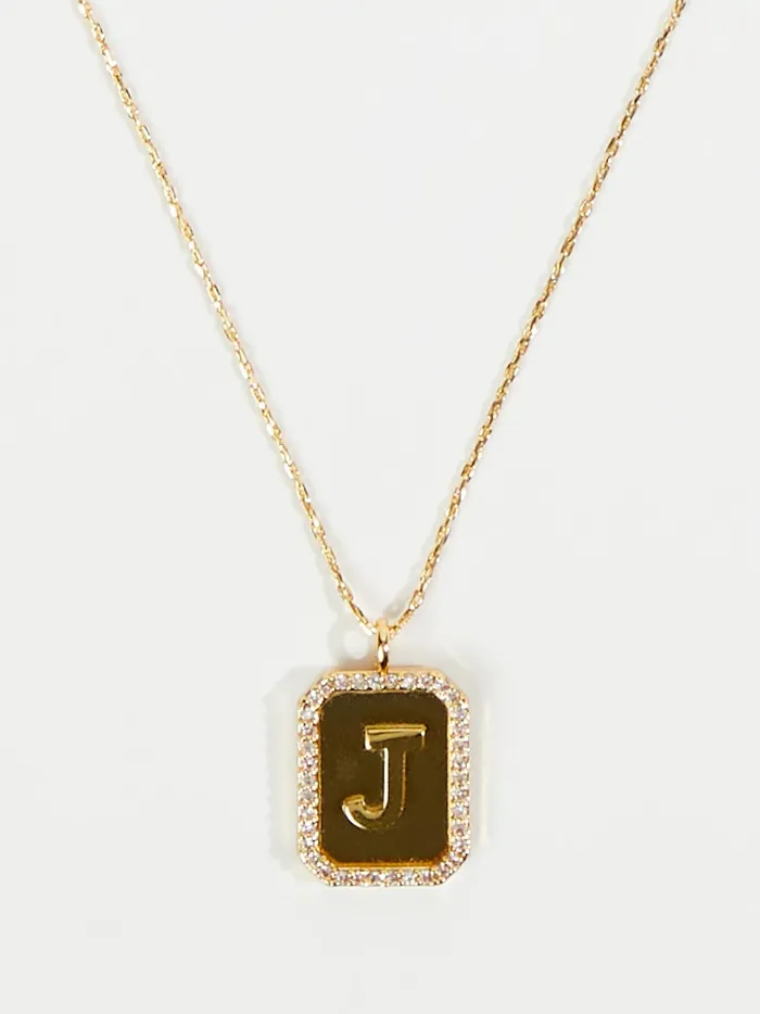 Women Rhinestone Lined Monogram Pendant Necklace 8211 J Gold Altar039d State Jewelry Women Rhinestone Lined Monogram Pendant Necklace 8211 J Gold Altar039d State Jewelry