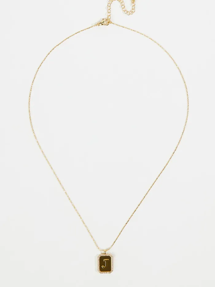 Women Rhinestone Lined Monogram Pendant Necklace 8211 J Gold Altar039d State Jewelry