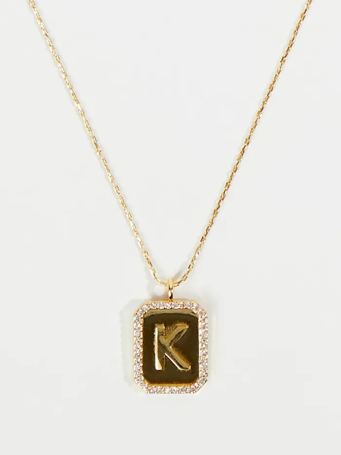 Women Rhinestone Lined Monogram Pendant Necklace 8211 K Gold Altar039d State Jewelry Women Rhinestone Lined Monogram Pendant Necklace 8211 K Gold Altar039d State Jewelry