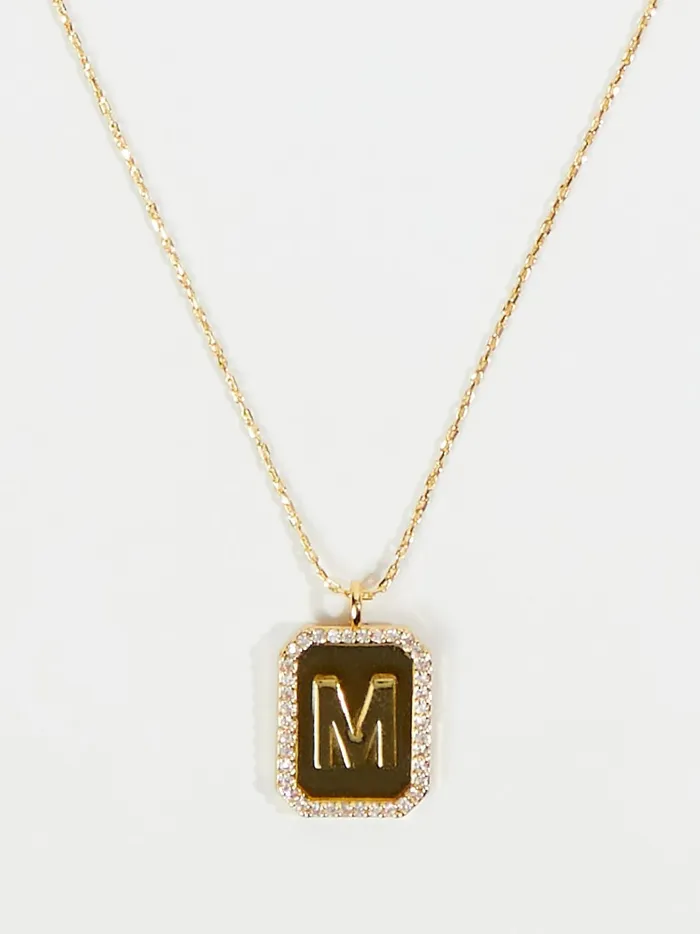 Women Rhinestone Lined Monogram Pendant Necklace 8211 M Gold Altar039d State Jewelry Women Rhinestone Lined Monogram Pendant Necklace 8211 M Gold Altar039d State Jewelry