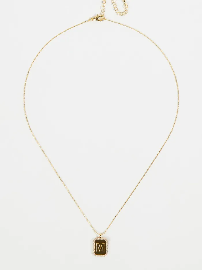 Women Rhinestone Lined Monogram Pendant Necklace 8211 M Gold Altar039d State Jewelry