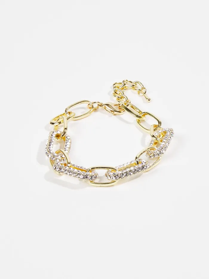 Women Rhinestone Paperclip Chain Bracelet Gold Altar039d State Jewelry