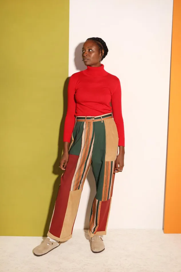 Women Rhode Trouser Patchwork Stripe LF Markey Trousers
