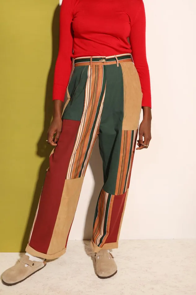 Women Rhode Trouser Patchwork Stripe LF Markey Trousers