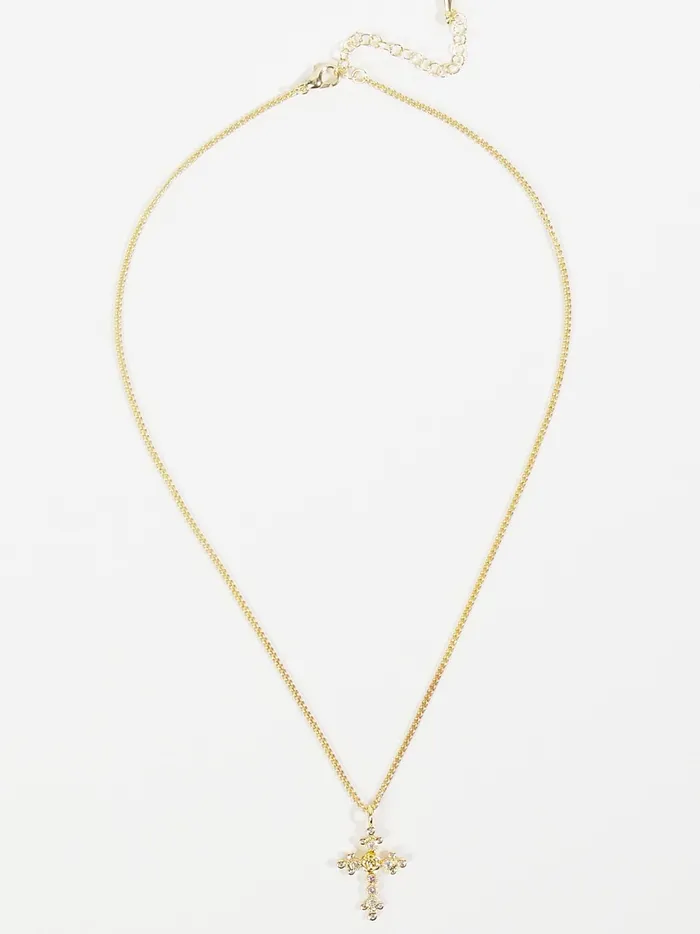Women Rosette Cross Charm Necklace Gold Altar039d State Jewelry