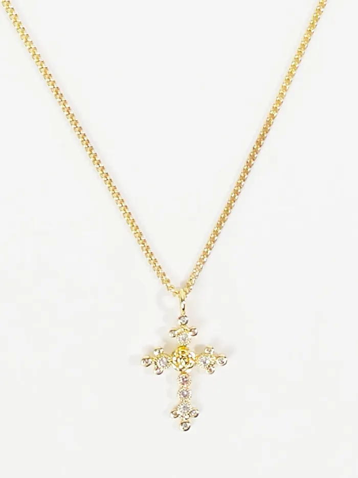Women Rosette Cross Charm Necklace Gold Altar039d State Jewelry
