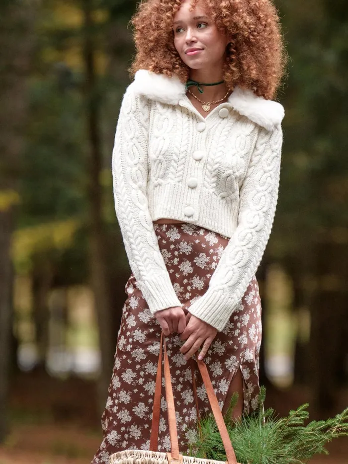 Women Rosie Fur Collar Cardigan Ivory Altar039d State Sweaters