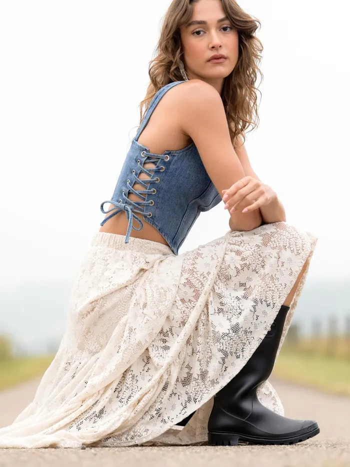 Women Sage Denim Corset Top Denim Altar039d State Corsets