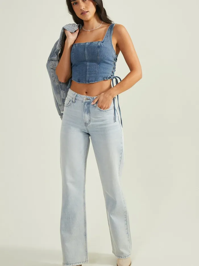Women Sage Denim Corset Top Denim Altar039d State Corsets