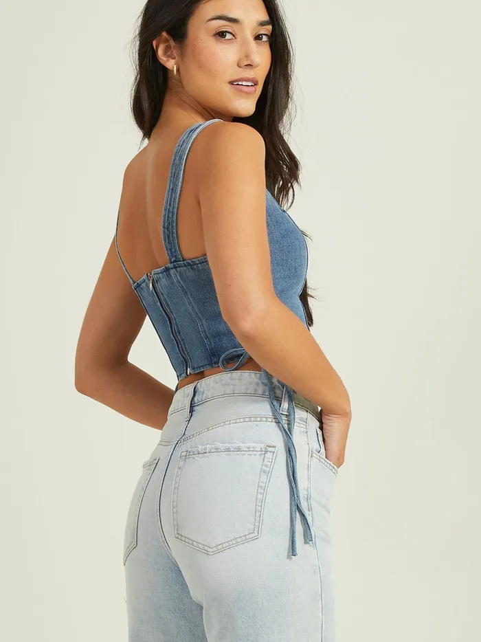 Women Sage Denim Corset Top Denim Altar039d State Corsets