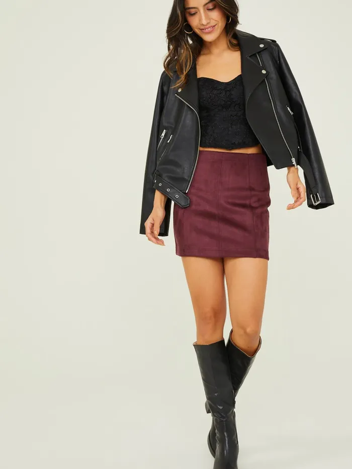 Women Samantha Suede Seam Skirt Darkcherry Altar039d State Skirts Skorts