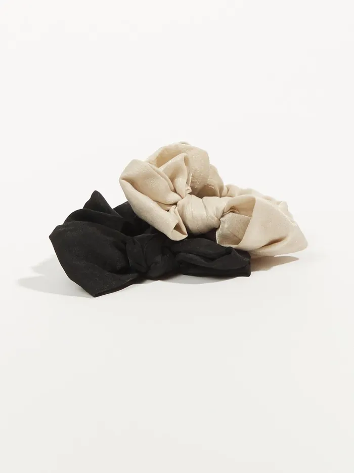 Women Satin Bow Scrunchie Pack Taupegrey Altar039d State Hair Accessories