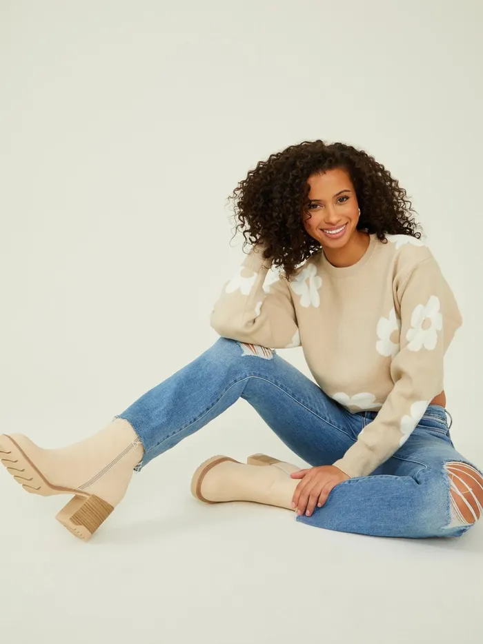 Women Scarlett Spaced Tonal Sweater Taupewhite Altar039d State Sweaters