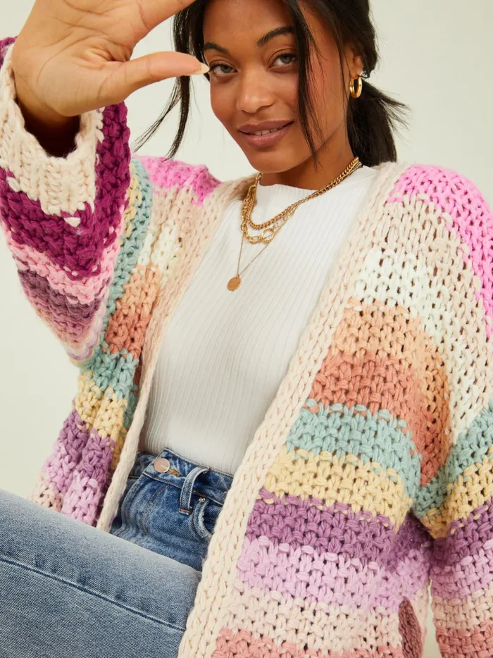 Women Scottie Chunky Cardigan Ltpinkmulti Altar039d State Sweaters