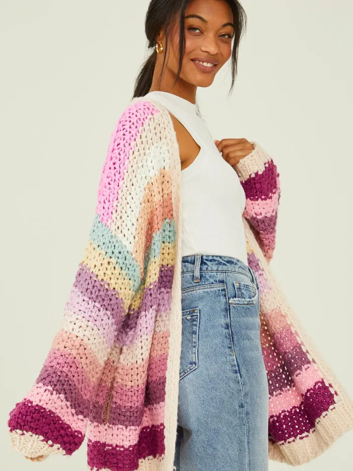 Women Scottie Chunky Cardigan Ltpinkmulti Altar039d State Sweaters