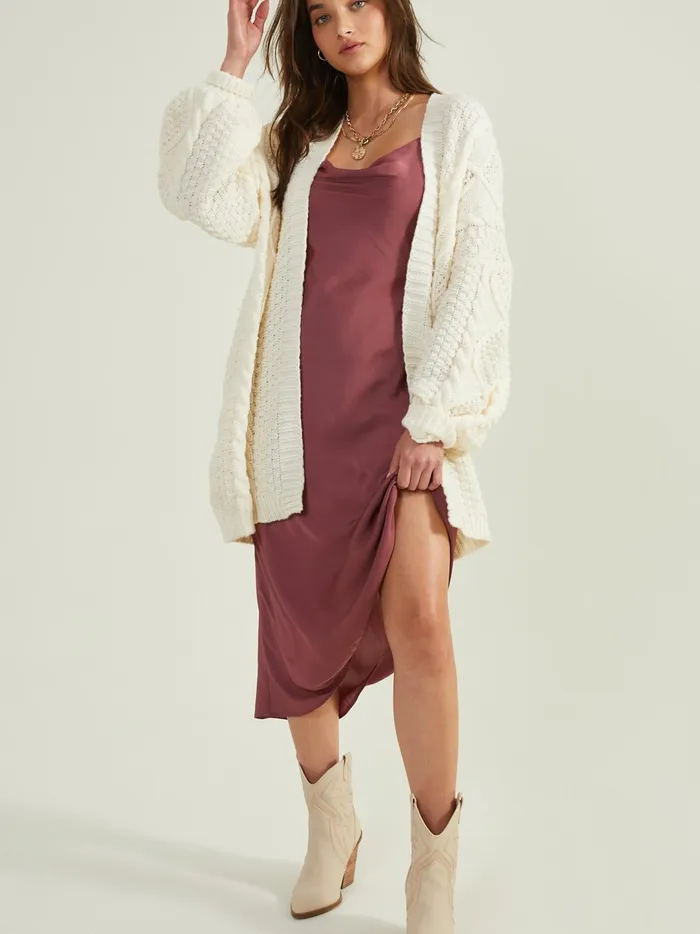 Women Serenity Cable Knit Oversized Cardigan Cream Altar039d State Sweaters