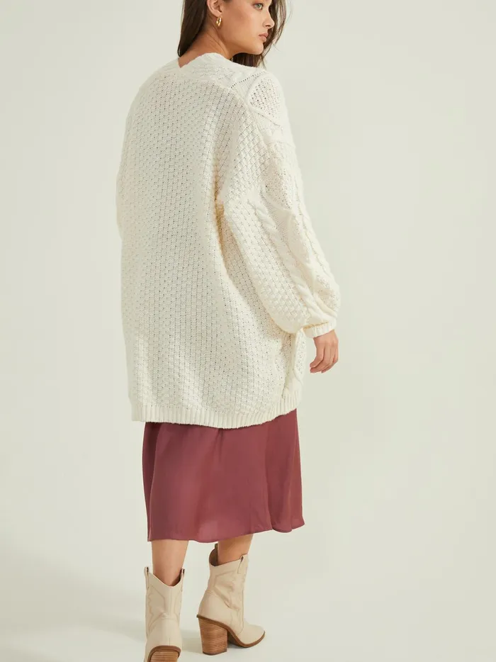 Women Serenity Cable Knit Oversized Cardigan Cream Altar039d State Sweaters