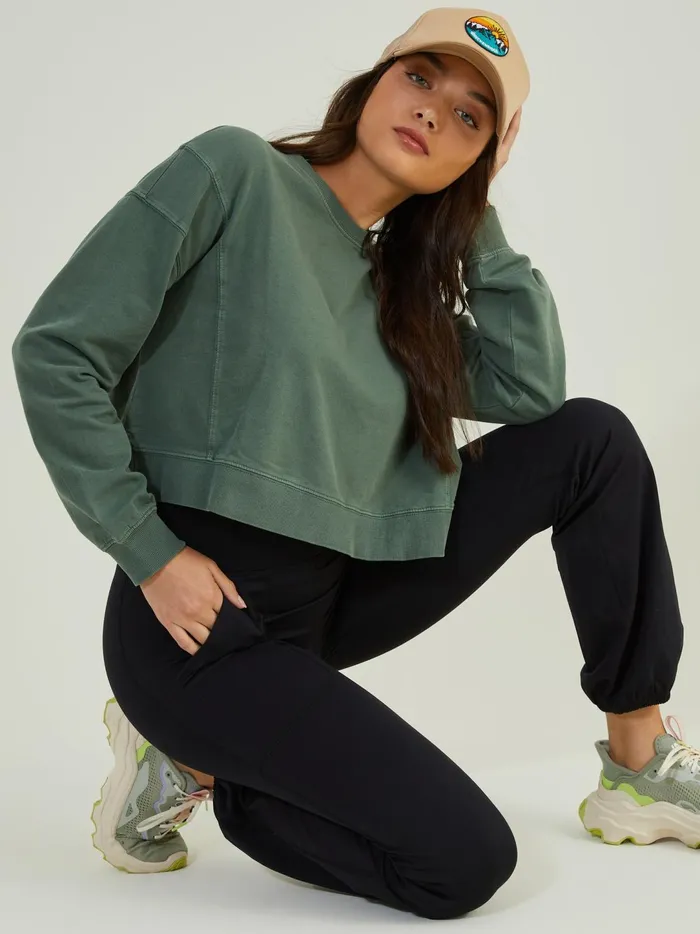 Women Settle Down Cropped Top Greengrey Altar039d State Activewear