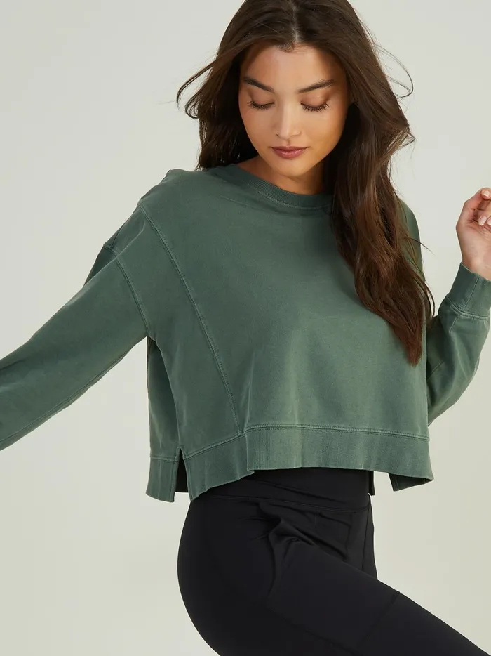 Women Settle Down Cropped Top Greengrey Altar039d State Activewear