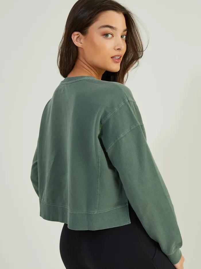 Women Settle Down Cropped Top Greengrey Altar039d State Activewear