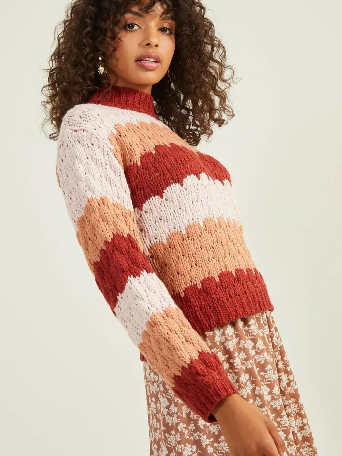 Women Shania Striped Sweater Pinkred Altar039d State Sweaters