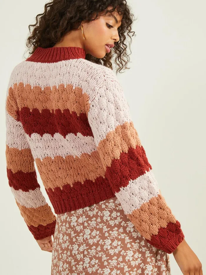 Women Shania Striped Sweater Pinkred Altar039d State Sweaters