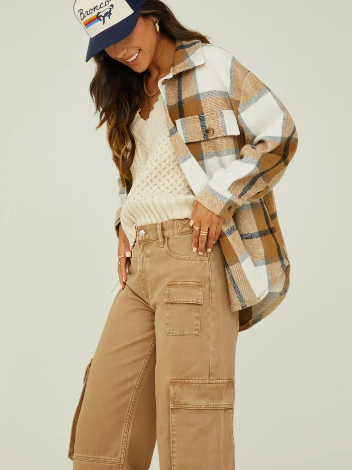 Women Shiloh Plaid Shacket Brown Altar039d State Jackets