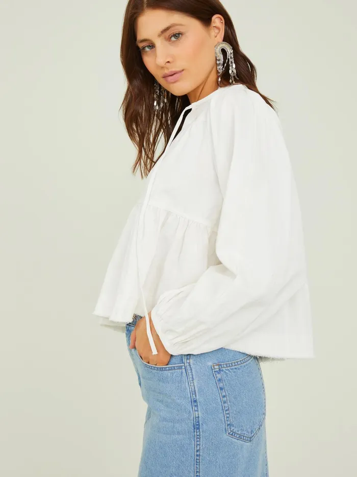 Women Sidney Tie Tiered Top Offwhite Altar039d State Blouses