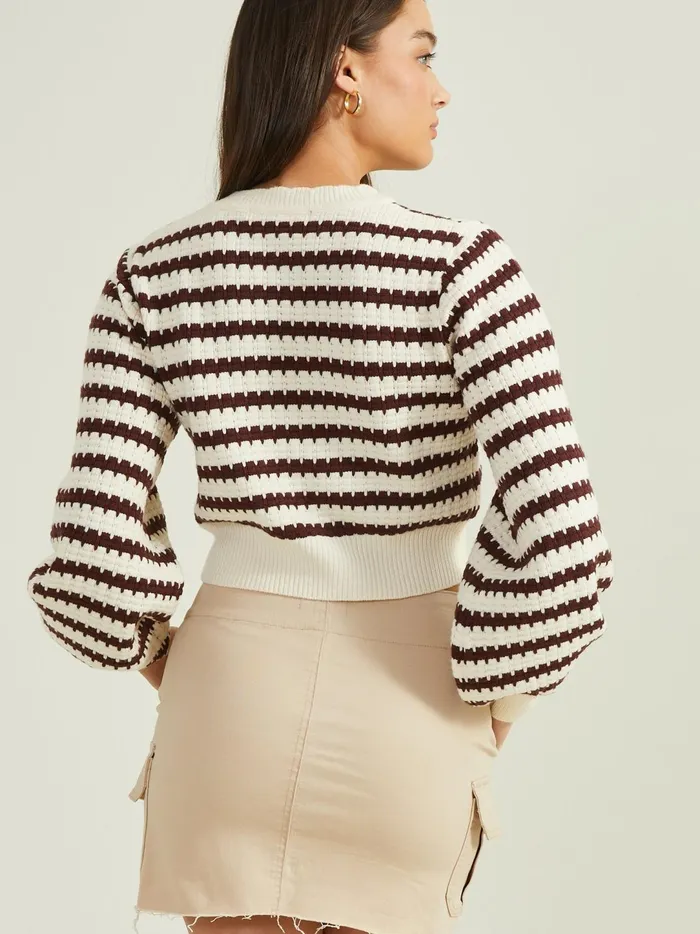 Women Sierra Striped Sweater Creamchocolate Altar039d State Sweaters