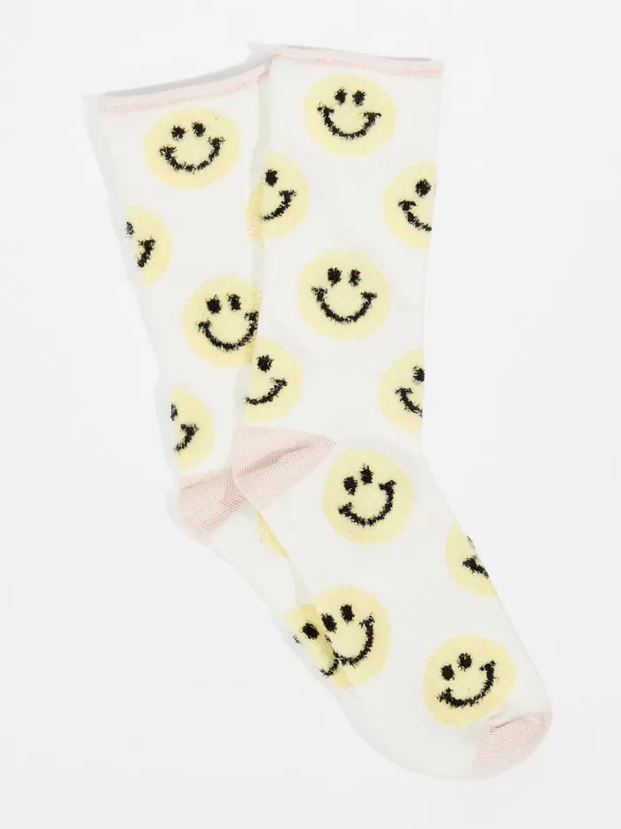 Women Smiley Face Cozy Socks Ivory Altar039d State Socks