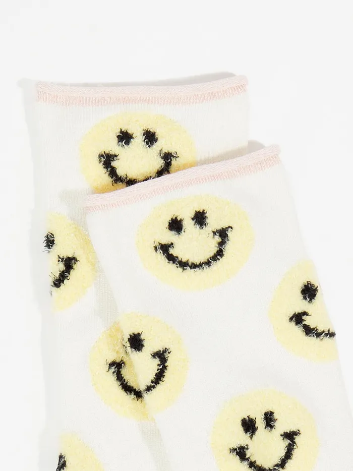 Women Smiley Face Cozy Socks Ivory Altar039d State Socks