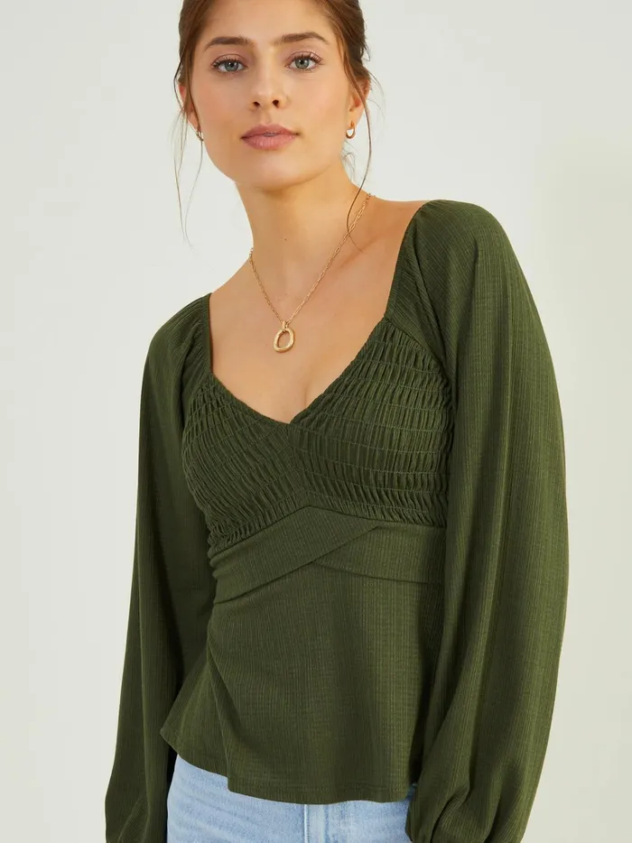 Women Sophie Crossover Peplum Top Olive Altar039d State Blouses