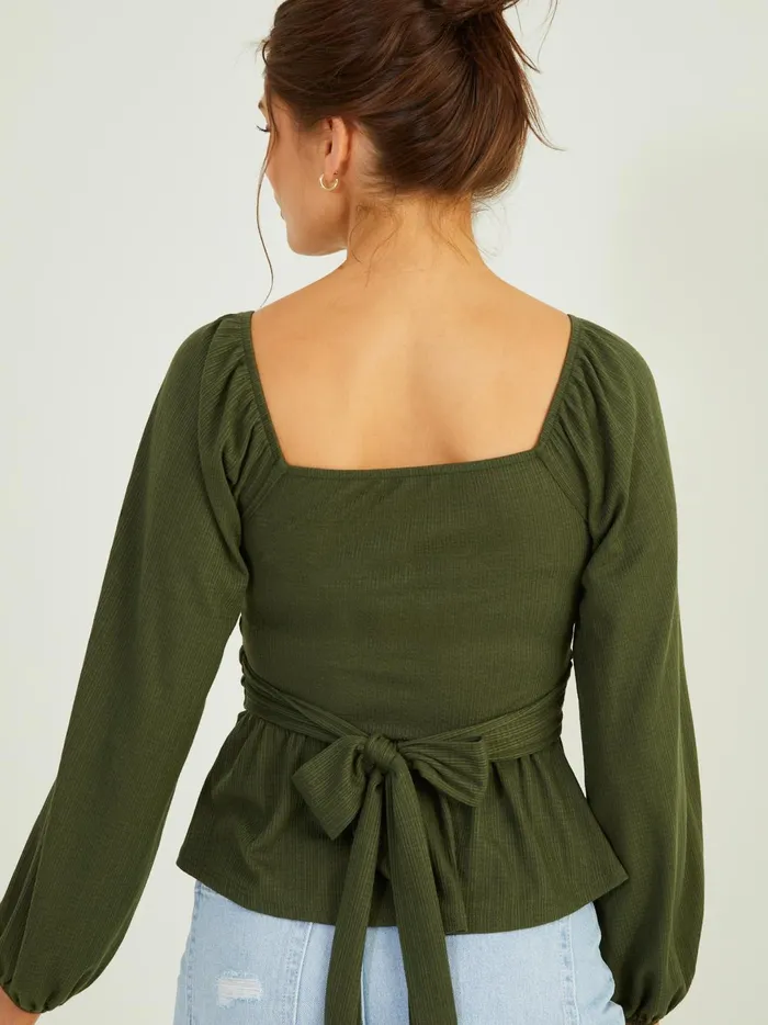 Women Sophie Crossover Peplum Top Olive Altar039d State Blouses