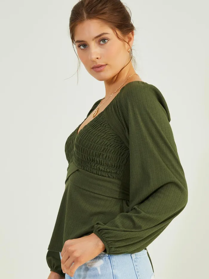 Women Sophie Crossover Peplum Top Olive Altar039d State Blouses