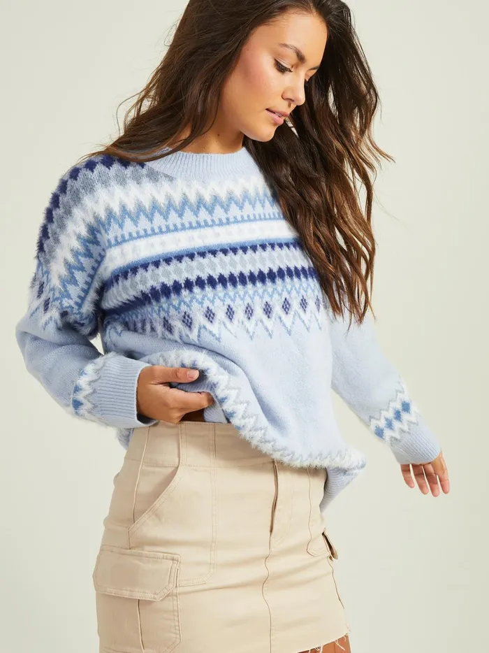 Women Soren Fair Isle Sweater Ltbluemulti Altar039d State Sweaters
