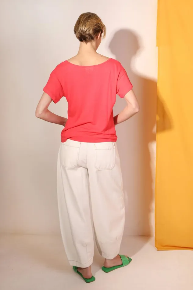 Women Square Cut Tee Raspberry LF Markey Tops