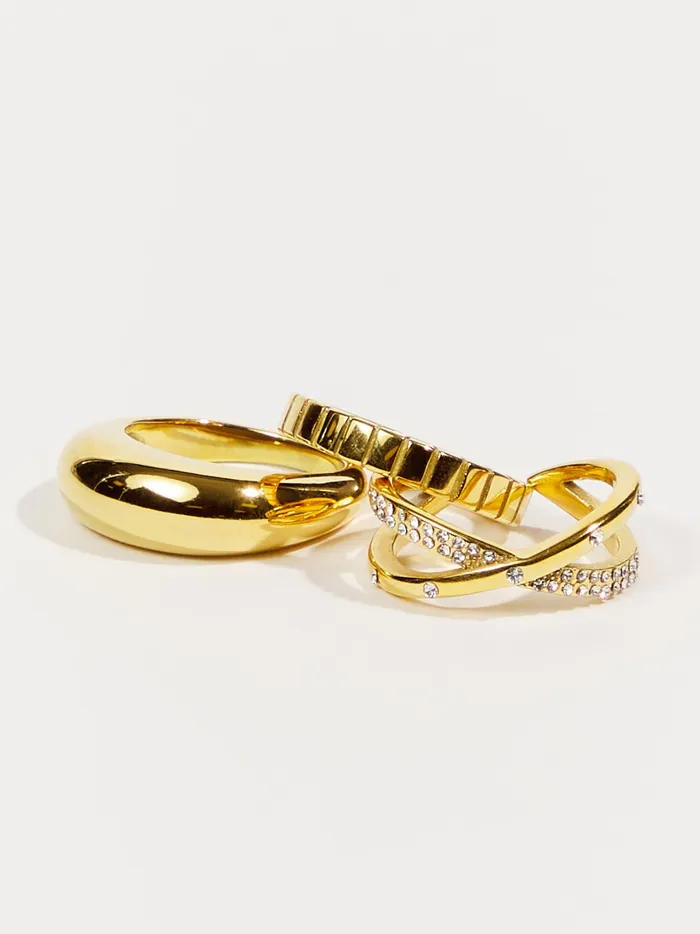 Women Stainless Steel Criss Cross Ring Set Gold Altar039d State Jewelry