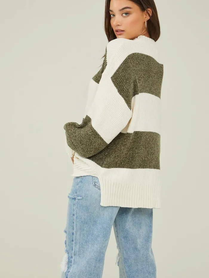 Women Stella Striped Sweater Ivory8211green Altar039d State Sweaters