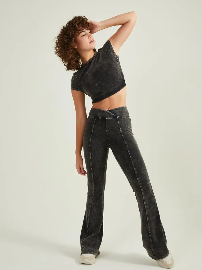Women Switch Up Crossover Flare Pants Washedblack Altar039d State Activewear