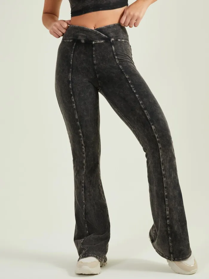 Women Switch Up Crossover Flare Pants Washedblack Altar039d State Activewear